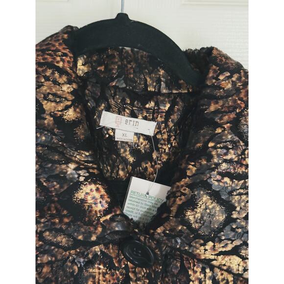 NWT Erin London Metallic Tortoise Snake Print 3-Button Blazer Jacket XL Mobwife - Picture 6 of 11